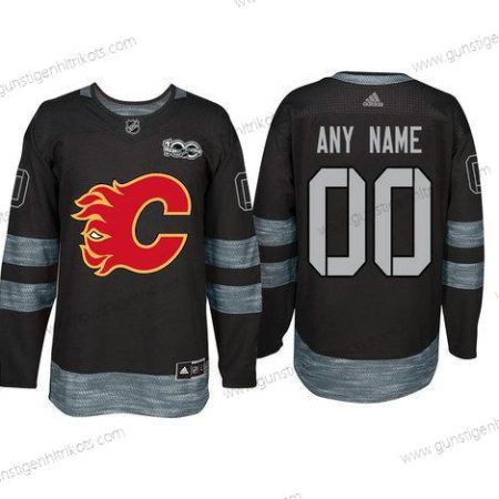 Adidas Calgary Flames Personalisiertes 1917-2017 100th Jahrestag Strickerei NHL Trikots – Schwarz