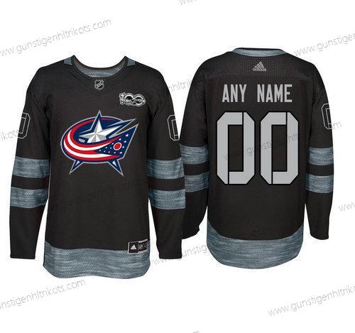 Adidas Columbus Blue Jackets Personalisiertes 1917-2017 100th Jahrestag Strickerei NHL Trikots – Schwarz