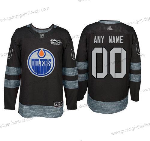 Adidas Edmonton Oilers Personalisiertes 1917-2017 100th Jahrestag Strickerei NHL Trikots – Schwarz