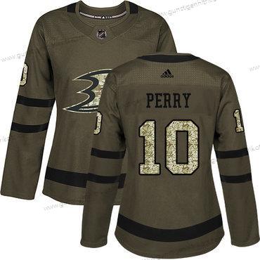 Adidas Frauen Anaheim Ducks #10 Corey Perry Salute to Service Strickerei NHL Trikots – Grün