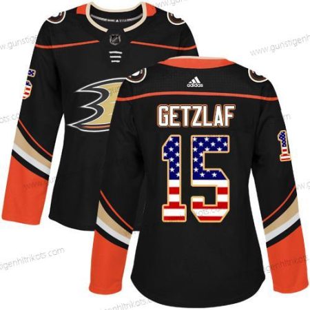 Adidas Frauen Anaheim Ducks #15 Ryan Getzlaf Heimtrikots Authentisch USA Flag Strickerei NHL Trikots – Schwarz