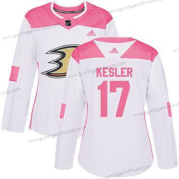 Adidas Frauen Anaheim Ducks #17 Ryan Kesler Authentisch Strickerei NHL Trikots – Weiß Rosa