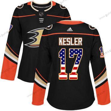 Adidas Frauen Anaheim Ducks #17 Ryan Kesler Heimtrikots Authentisch USA Flag Strickerei NHL Trikots – Schwarz