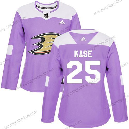 Adidas Frauen Anaheim Ducks #25 Ondrej Kase Authentisch Bekämpft Krebs Strickerei NHL Trikots – Lila