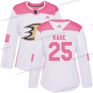 Adidas Frauen Anaheim Ducks #25 Ondrej Kase Authentisch Strickerei NHL Trikots – Weiß Rosa