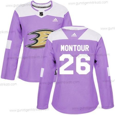 Adidas Frauen Anaheim Ducks #26 Brandon Montour Authentisch Bekämpft Krebs Strickerei NHL Trikots – Lila