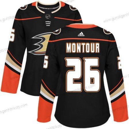 Adidas Frauen Anaheim Ducks #26 Brandon Montour Heimtrikots Authentisch Strickerei NHL Trikots – Schwarz