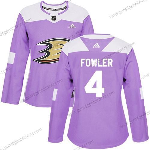 Adidas Frauen Anaheim Ducks #4 Cam Fowler Authentisch Bekämpft Krebs Strickerei NHL Trikots – Lila