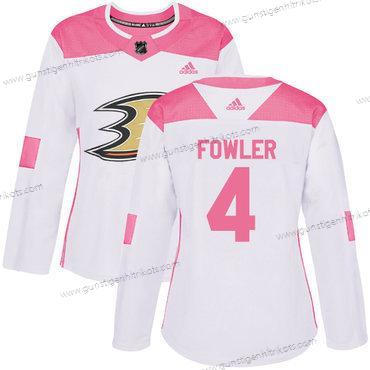 Adidas Frauen Anaheim Ducks #4 Cam Fowler Authentisch Strickerei NHL Trikots – Weiß Rosa