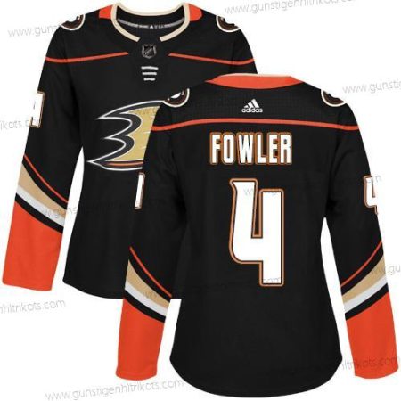 Adidas Frauen Anaheim Ducks #4 Cam Fowler Heimtrikots Authentisch Strickerei NHL Trikots – Schwarz