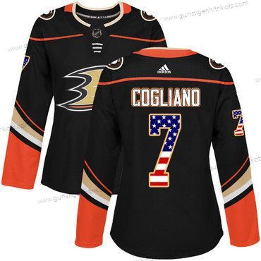 Adidas Frauen Anaheim Ducks #7 Andrew Cogliano Heimtrikots Authentisch USA Flag Strickerei NHL Trikots – Schwarz