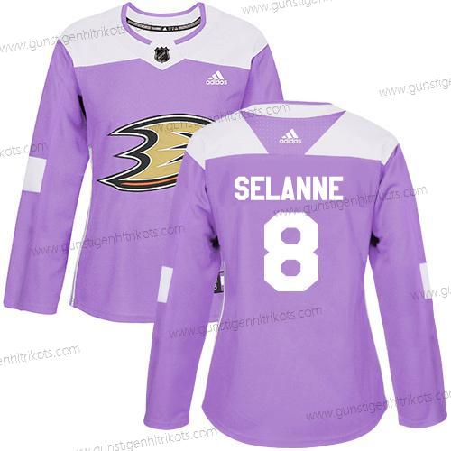 Adidas Frauen Anaheim Ducks #8 Teemu Selanne Authentisch Bekämpft Krebs Strickerei NHL Trikots – Lila