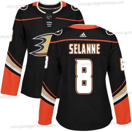 Adidas Frauen Anaheim Ducks #8 Teemu Selanne Heimtrikots Authentisch Strickerei NHL Trikots – Schwarz