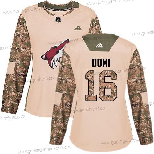 Adidas Frauen Arizona Coyotes #16 Max Domi Authentisch 2017 Veterans Day Strickerei NHL Trikots – Tarnfarbe