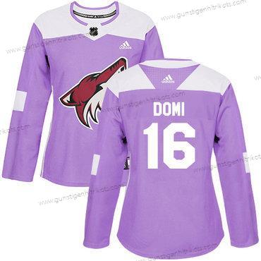 Adidas Frauen Arizona Coyotes #16 Max Domi Authentisch Bekämpft Krebs Strickerei NHL Trikots – Lila