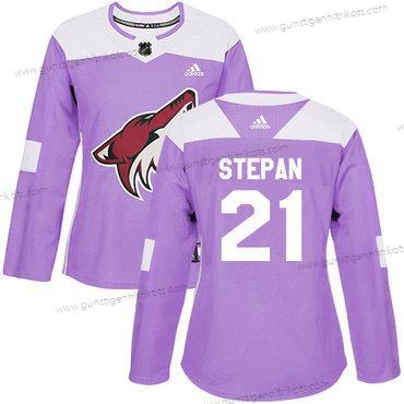 Adidas Frauen Arizona Coyotes #21 Derek Stepan Authentisch Bekämpft Krebs Strickerei NHL Trikots – Lila