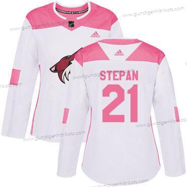 Adidas Frauen Arizona Coyotes #21 Derek Stepan Authentisch Strickerei NHL Trikots – Weiß Rosa