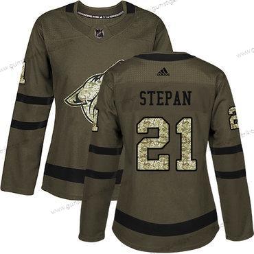 Adidas Frauen Arizona Coyotes #21 Derek Stepan Salute to Service Strickerei NHL Trikots – Grün