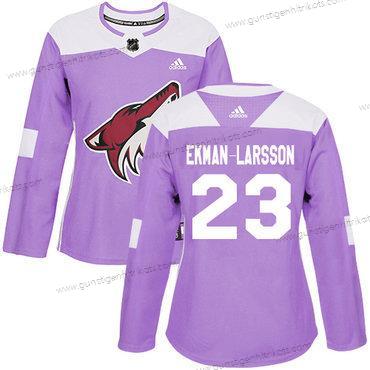 Adidas Frauen Arizona Coyotes #23 Oliver Ekman-Larsson Authentisch Bekämpft Krebs Strickerei NHL Trikots – Lila