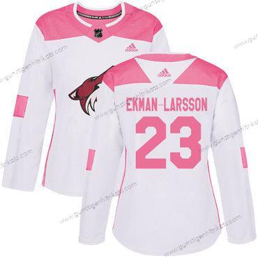 Adidas Frauen Arizona Coyotes #23 Oliver Ekman-Larsson Authentisch Strickerei NHL Trikots – Weiß Rosa