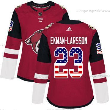 Adidas Frauen Arizona Coyotes #23 Oliver Ekman-Larsson Heimtrikots Authentisch USA Flag Strickerei NHL Trikots – Rot