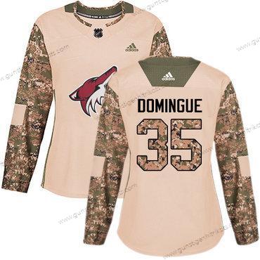 Adidas Frauen Arizona Coyotes #35 Louis Domingue Authentisch 2017 Veterans Day Strickerei NHL Trikots – Tarnfarbe