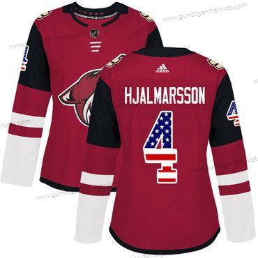 Adidas Frauen Arizona Coyotes #4 Niklas Hjalmarsson Heimtrikots Authentisch USA Flag Strickerei NHL Trikots – Rot