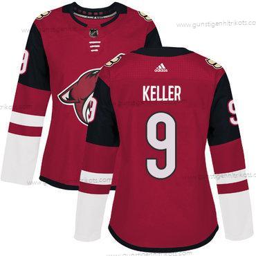 Adidas Frauen Arizona Coyotes #9 Clayton Keller Heimtrikots Authentisch Strickerei NHL Trikots – Rot