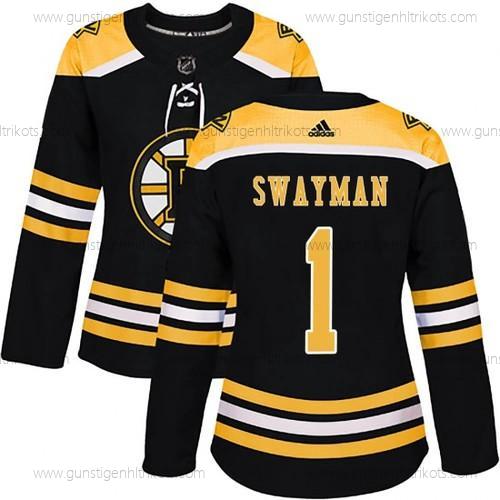 Adidas Frauen Boston Bruins #1 Jeremy Swayman Authentisch Heimtrikots Trikots – Schwarz