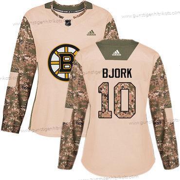 Adidas Frauen Boston Bruins #10 Anders Bjork Authentisch 2017 Veterans Day Strickerei NHL Trikots – Tarnfarbe