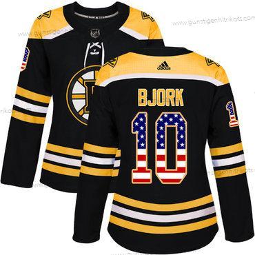 Adidas Frauen Boston Bruins #10 Anders Bjork Heimtrikots Authentisch USA Flag Strickerei NHL Trikots – Schwarz