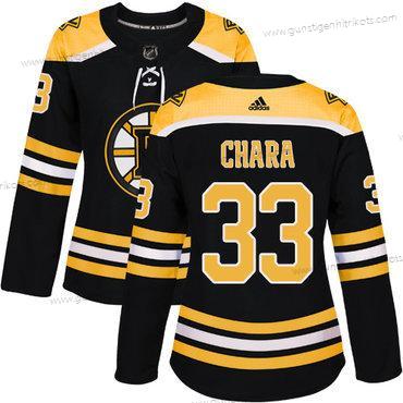 Adidas Frauen Boston Bruins #33 Zdeno Chara Heimtrikots Authentisch Strickerei NHL Trikots – Schwarz