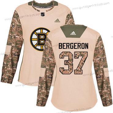 Adidas Frauen Boston Bruins #37 Patrice Bergeron Authentisch 2017 Veterans Day Strickerei NHL Trikots – Tarnfarbe