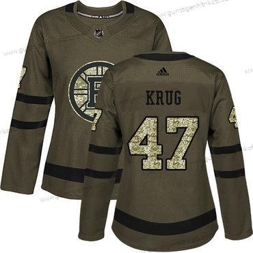 Adidas Frauen Boston Bruins #47 Torey Krug Salute to Service Strickerei NHL Trikots – Grün