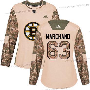 Adidas Frauen Boston Bruins #63 Brad Marchand Authentisch 2017 Veterans Day Strickerei NHL Trikots – Tarnfarbe