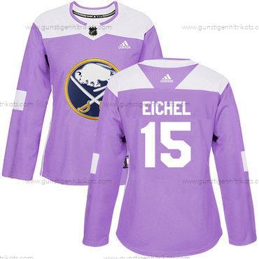 Adidas Frauen Buffalo Sabres #15 Jack Eichel Authentisch Bekämpft Krebs Strickerei NHL Trikots – Lila