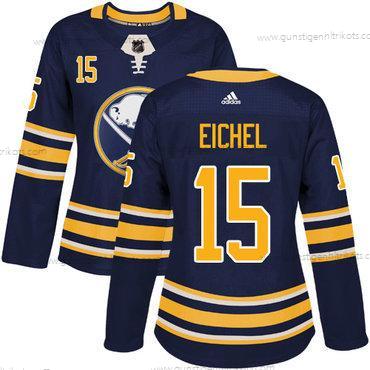 Adidas Frauen Buffalo Sabres #15 Jack Eichel Heimtrikots Authentisch Strickerei NHL Trikots – Marineblau Blau