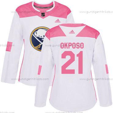 Adidas Frauen Buffalo Sabres #21 Kyle Okposo Authentisch Strickerei NHL Trikots – Weiß Rosa