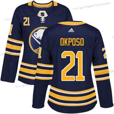 Adidas Frauen Buffalo Sabres #21 Kyle Okposo Heimtrikots Authentisch Strickerei NHL Trikots – Marineblau Blau