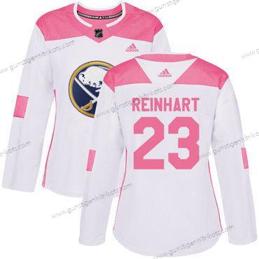 Adidas Frauen Buffalo Sabres #23 Sam Reinhart Authentisch Strickerei NHL Trikots – Weiß Rosa