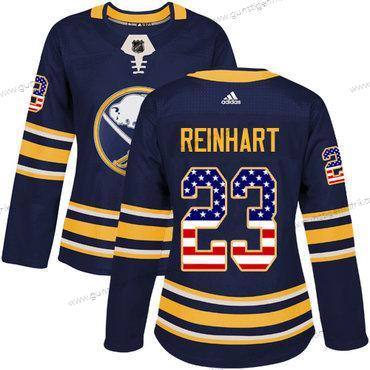 Adidas Frauen Buffalo Sabres #23 Sam Reinhart Heimtrikots Authentisch USA Flag Strickerei NHL Trikots – Marineblau Blau