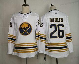 Adidas Frauen Buffalo Sabres #26 Rasmus Dahlin With 50Th Jahrestag Strickerei NHL Trikots – Weiß Gold