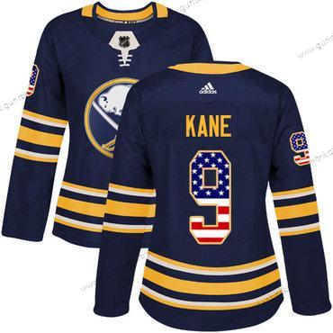 Adidas Frauen Buffalo Sabres #9 Evander Kane Heimtrikots Authentisch USA Flag Strickerei NHL Trikots – Marineblau Blau