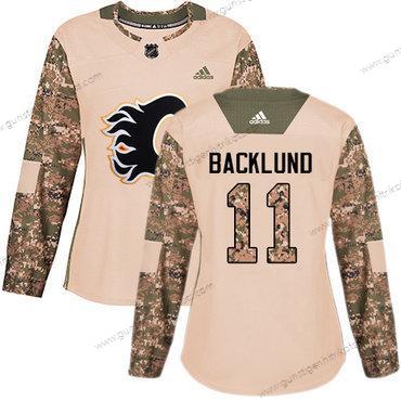 Adidas Frauen Calgary Flames #11 Mikael Backlund Authentisch 2017 Veterans Day Strickerei NHL Trikots – Tarnfarbe