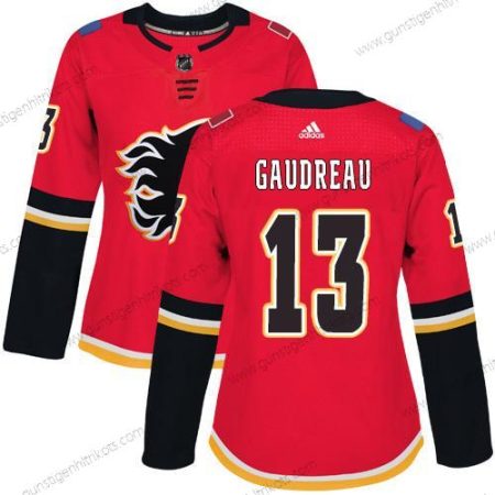 Adidas Frauen Calgary Flames #13 Johnny Gaudreau Heimtrikots Authentisch Strickerei NHL Trikots – Rot