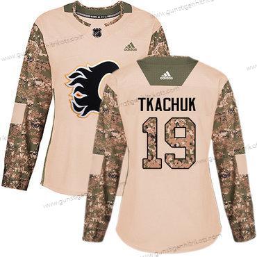 Adidas Frauen Calgary Flames #19 Matthew Tkachuk Authentisch 2017 Veterans Day Strickerei NHL Trikots – Tarnfarbe