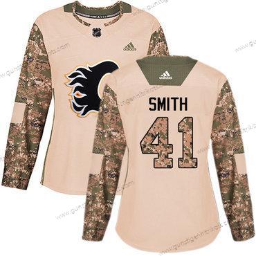 Adidas Frauen Calgary Flames #41 Mike Smith Authentisch 2017 Veterans Day Strickerei NHL Trikots – Tarnfarbe