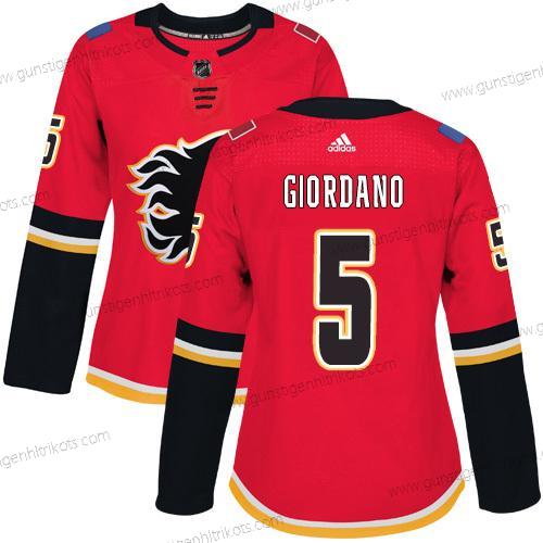 Adidas Frauen Calgary Flames #5 Mark Giordano Heimtrikots Authentisch Strickerei NHL Trikots – Rot