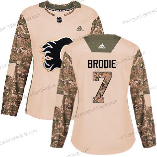 Adidas Frauen Calgary Flames #7 Tj Brodie Authentisch 2017 Veterans Day Strickerei NHL Trikots – Tarnfarbe