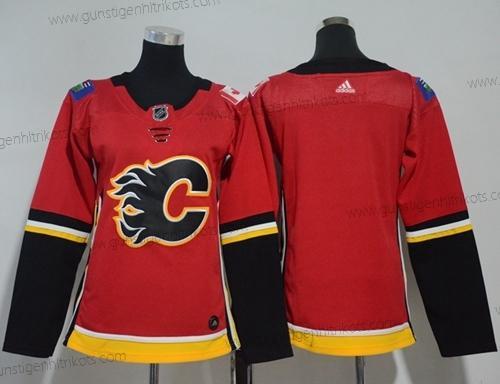 Adidas Frauen Calgary Flames Leer Heimtrikots Authentisch Strickerei NHL Trikots – Rot